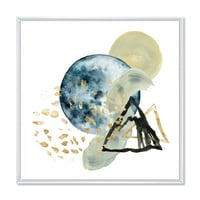 DesignArt 'Минималистички пејзаж на Месечината со планини II' Современ врамен платно wallиден уметност печатење