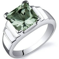 КТ принцезата исечен зелен прстен на аметист солитер во среброто на сребро