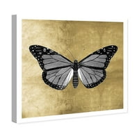 Wynwood Studio Animals Wall Art Canvas Prints 'Butterfly Gold' Insects - злато, црно