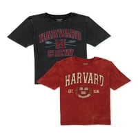 Графичка маица за момчиња на Универзитетот Харвард, 2-пакет, големини 4-18