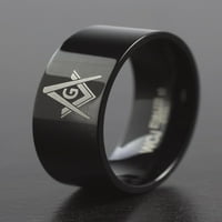 Крајбрежен накит црн позлатен масонски прстен од не'рѓосувачки челик
