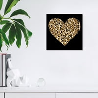 Wynwood Studio Canvas Heart Cheetah Print Mase and Glam Hearts Wall Art Canvas Print Gold Metallic Gold 12x12