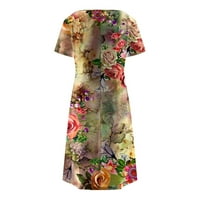 Саихи Клиренс Продажба Фустани За Жени Обични Цветни Овошје Печатење Длабоко V Краток Ракав Тенок Фит Должина На Коленото Удобно