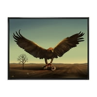 DesignArt 'Отворени крилја Рок Птица во дивината ’фарма куќа врамена платно wallидна уметност печатење