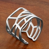Полиран геометриски отворен прстен од не'рѓосувачки челик