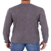 Машка маичка со долги ракави на Georgeорџ, мека двојна плетена маица Хенли, до големина 5xl