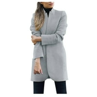 лабакиха зимски палта за жени женски долги ракави влакнести отворени предни кратки кардиган костум јакна цврст долг капут плус