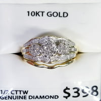 Засекогаш невеста 10К жолто злато CTTW круг и багета дијамантски камен невестински сет, женски, возрасни