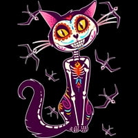 Ноќта на вештерките мачка и птици Јуниори Црвена Графичка Маичка-Дизајн ОД Луѓе XL