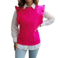 Џемпер без ракави За Жени Обичен Пуловер Со Цврста Боја