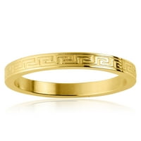 Крајбрежен накит златен позлатен не'рѓосувачки челик двојна завршница грчки клуч прстен