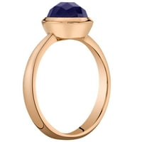 Ораво 2. КТ тркалезна форма создаде сина сафир солитер прстен во злато од роза од 14 килограми