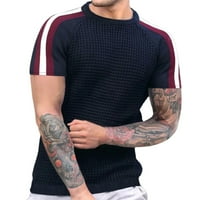 Топли кошули со долг ракав за мажи мажјаци маици за мускули во контраст во боја, истегнете го тренингот со краток ракав