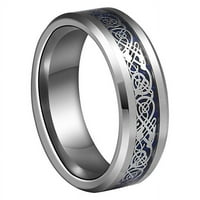 Свадба прстен мажи и жени сребро келтски волфрам бенд сребрен сино јаглерод