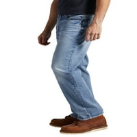 Сребрени фармерки копродукции Машки Горди опуштени се вклопуваат фармерки со права нозе, големини на половината 30-42