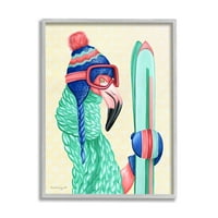 Tuphell Industries Flamingo Bird носи скијање зимска спортска облека графичка уметност сива врамена уметничка печатена wallидна