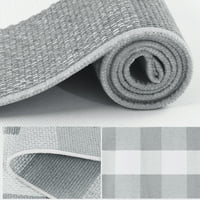 Единствени поволни цени памук ткаени карирани подрачја под подот тепих мат сиво и бело 35 x24