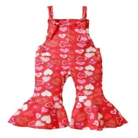 Сејуригаока Бебе Девојка Денот На Вљубените Секојдневен Ромпер Панталони Без Ракави Срцето Печатени Разгорени Панталони Комбинезон За Мали Деца