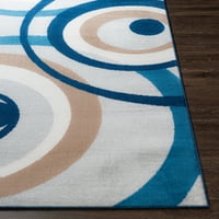 Уметнички ткајачи Аливијар бело сино геометриски 5'3 7 'килим за област на правоаголник