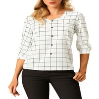 Уникатни поволни цени за ракави за блуза со карирани блузи, Check Casual V Reck Top White XL