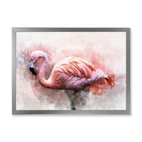 DesignArt 'Апстракт портрет на розово фламинго против' фарма куќа врамена уметничка печатење