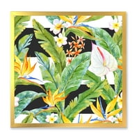 DesignArt 'Yellowолти цвеќиња и тропско зеленило IV' модерен врамен уметнички принт