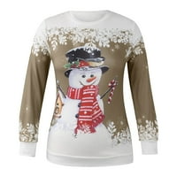 Guvpev женски пулвер врвен снегулка Снежан печати лежерна спортска спортска активен блуза за улична облека Божиќни носии за