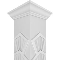 Ekena Millwork 10 W 10'H Craftsman Classic Square Non-Tapered Coastlable Fretwork Column W Crown Capital & Crown Base