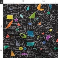Памук со чаршафи, 90 квадратни - брои математички математички броеви Наука црна геометрија печати прилагодена маса постелнина