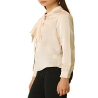 Единствени договори за женски копче надолу со кошула вратоврска вратот сатен блуза деловни обични врвови