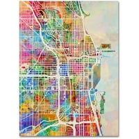 Трговска марка ликовна уметност '' Chicago City Street Map '' од Мајкл Томпсет 24 32 Canvas Art
