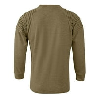 Машка ретро пулвер маица плетенка со долги ракави крпеница цврста боја врвни женски врвови кафеави XL