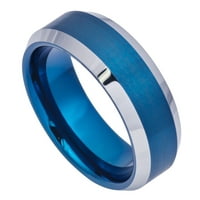 Удобност вклопуваат волфрам карбид свадбена лента со затемнет раб на сина тон прстен со големина 12,5