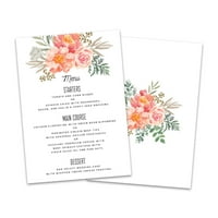 Персонализирана картичка за свадбени мени со цветни asonидарски тегла