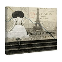Студиото Винвуд Студио и Скилинис wallидни уметнички платно печати „Париз“ е секогаш добра идеја „Европски градови - кафеава,
