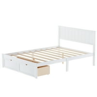 Кревет со целосна големина платформа со фиока со фиока, целосен кревет за дете, кревет за близнаци со платформа со слушалки