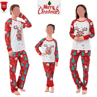 Божиќни пижами за семејни елени печати раглан врвови + панталони