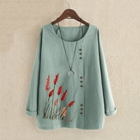 Женска Мода Печатени Круг-Вратот Лабава Долги Ракави Маица Пуловер Блузи Плус Големина Блузи Кошула Облечен За Fall