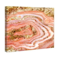 Студиото Wynwood Апстрактна wallидна уметност платно ги отпечати кристалите „агат корали“ - розово, злато