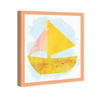 Студио Винвуд Студио Наутичко и крајбрежно wallидно уметноста Платно го отпечати „Мојот брод“ Наутички водни плочки - жолти,