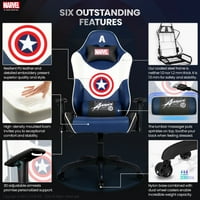 Лиценциран Marvel Premium Gaming Racing Chop Извршен канцелариски биро за задачи Домашен стол: Висок грб 180 ° Повторно поткрепување