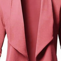Cardенски кардиган женски моден обичен цврст отворен предниот дел од кардиган со долг ракав јакна палто розово xxxxl