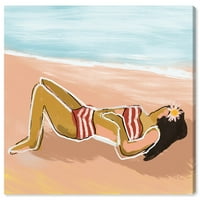 Студио Винвуд Студио Наутичко и крајбрежно wallидно уметноста на плажата „Плажа девојче II“ најважни работи - портокалова, сина