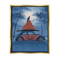 Ступеларска индустрија плашлива тропска плажа од тиква од тиква од автомобили, сликање злато плови, врамен уметнички печатен