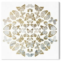 Wynwood Studio Canvas kaleidoscope пеперутка мандала животни инсекти wallидни уметности платно печатено злато метално злато