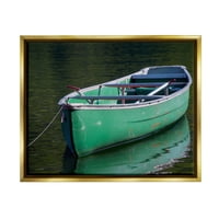 Ступеларска индустрија Зелена розова чамец кану лебдечка езеро пристаниште фотографија Метална злато лебдечка врамена платно