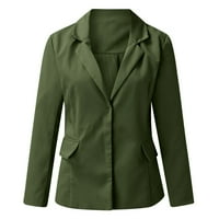 јуехао женски обични блејзери отворени предни работни канцелариски јакни со долги ракави палта за жени армија зелена