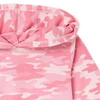 Garanimals Baby & Toddler Девојки розови камо-качулка маица со долги ракави, големини 12м-5Т