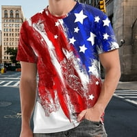 Американски Знамиња Машки Маици Мода 3д Дигитално Печатење Ѕвезди И Ленти Со Кратки Ракави 4 јули Графички Маици За Мажи Црна