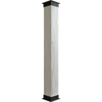 Ekena Millwork 8 W 4'H Hand Hewn Endurathane Fau Wood Wood Non-Tapered Square Column Wrap со FAU Iron Capital & Base